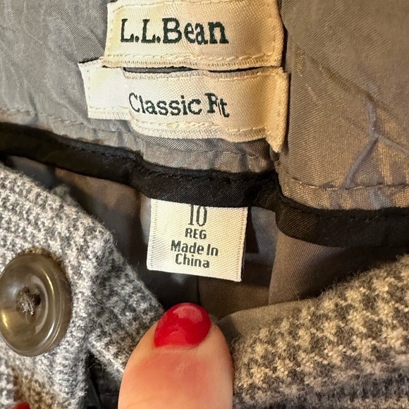 L.L. Bean Classic Fit Gray Plaid 100% Cotton Fully Lined Career Trousers Sz 10 - Picture 4 of 11